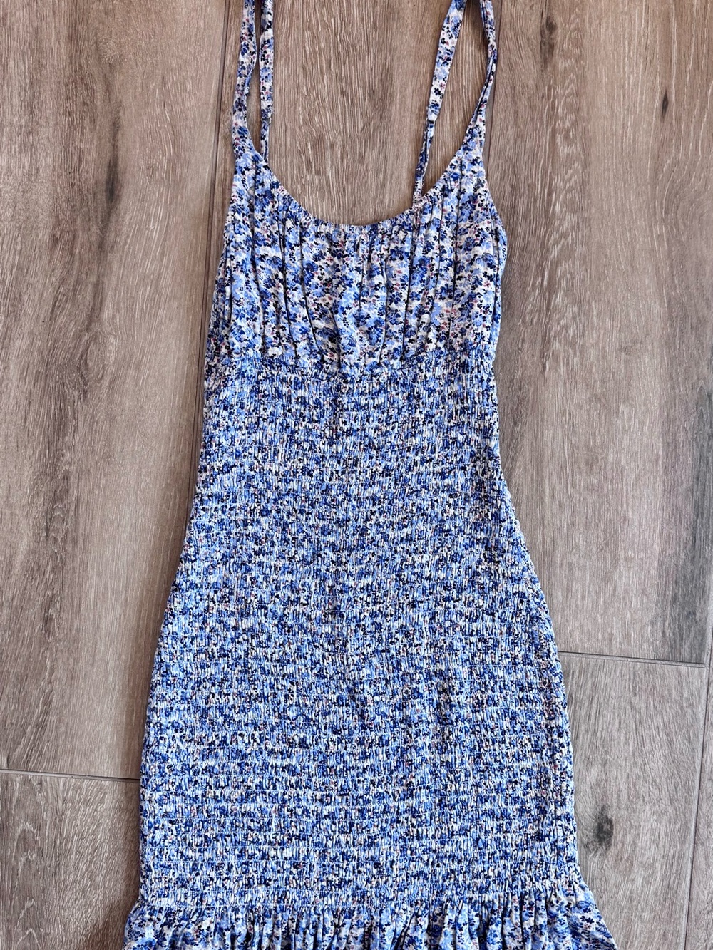 Abercrombie & Fitch Blue Floral Smocked Mini Dress
